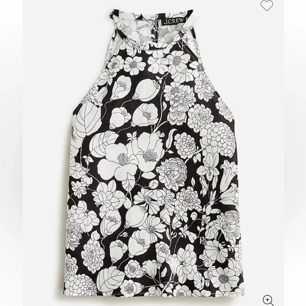 J. Crew Black and White Floral Halter Camisole